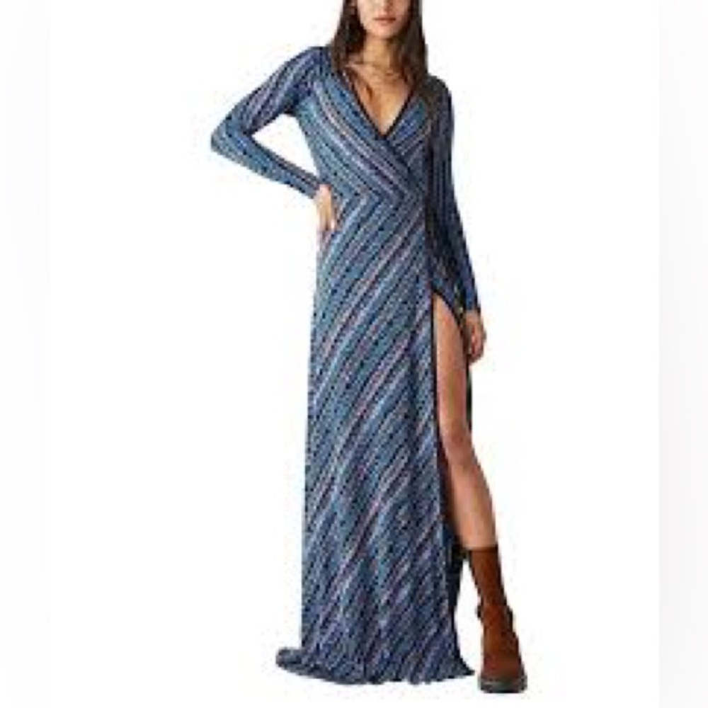 Free People Phoebe printed jersey maxi wrap dress
